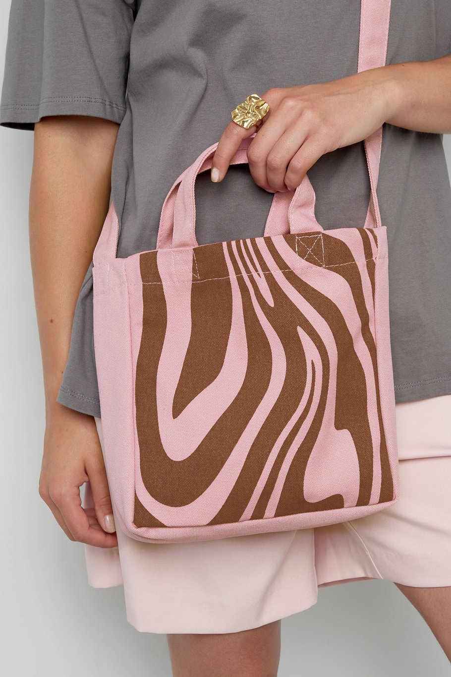 Small canvas bag zebra - pink brown Picture3